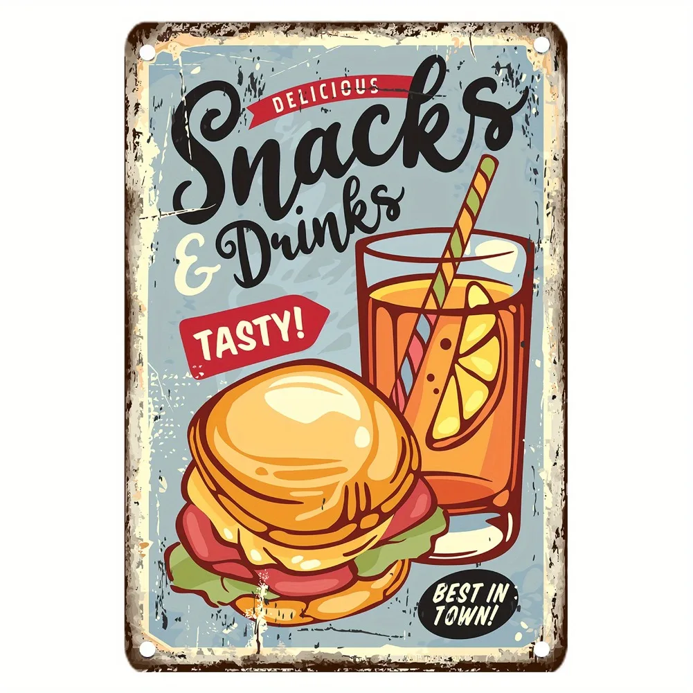 Винтажная металлическая вывеск – обзор и цена Food Snacks With Iron